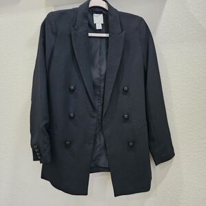H&M Women's Black Double-Breasted Blazer SIZE 2